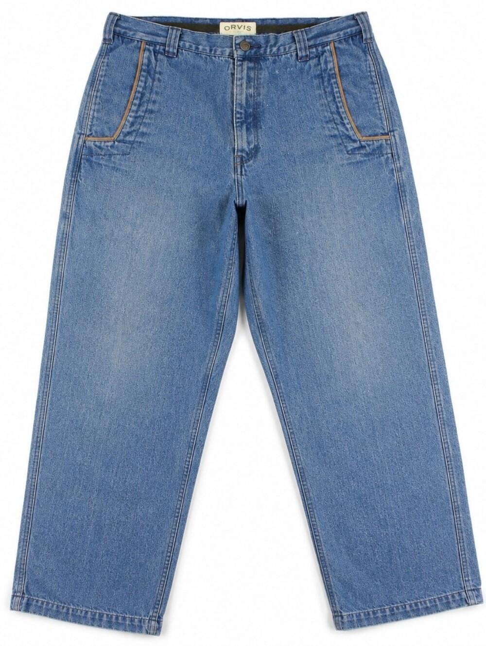 Orvis Men's 36x27 Light Wash Denim Carpenter Workwear Jeans Wide Leg